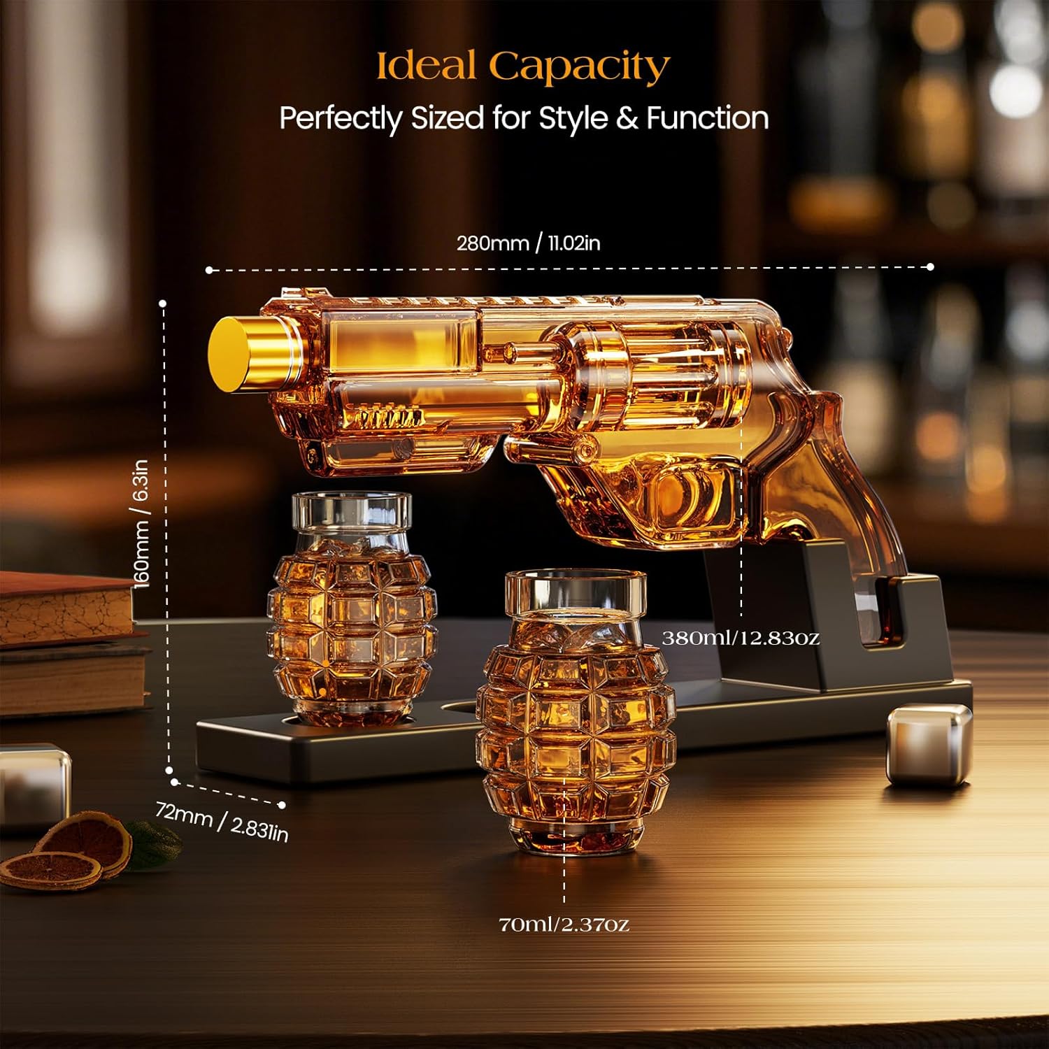 grenade whiskey decanter set 2