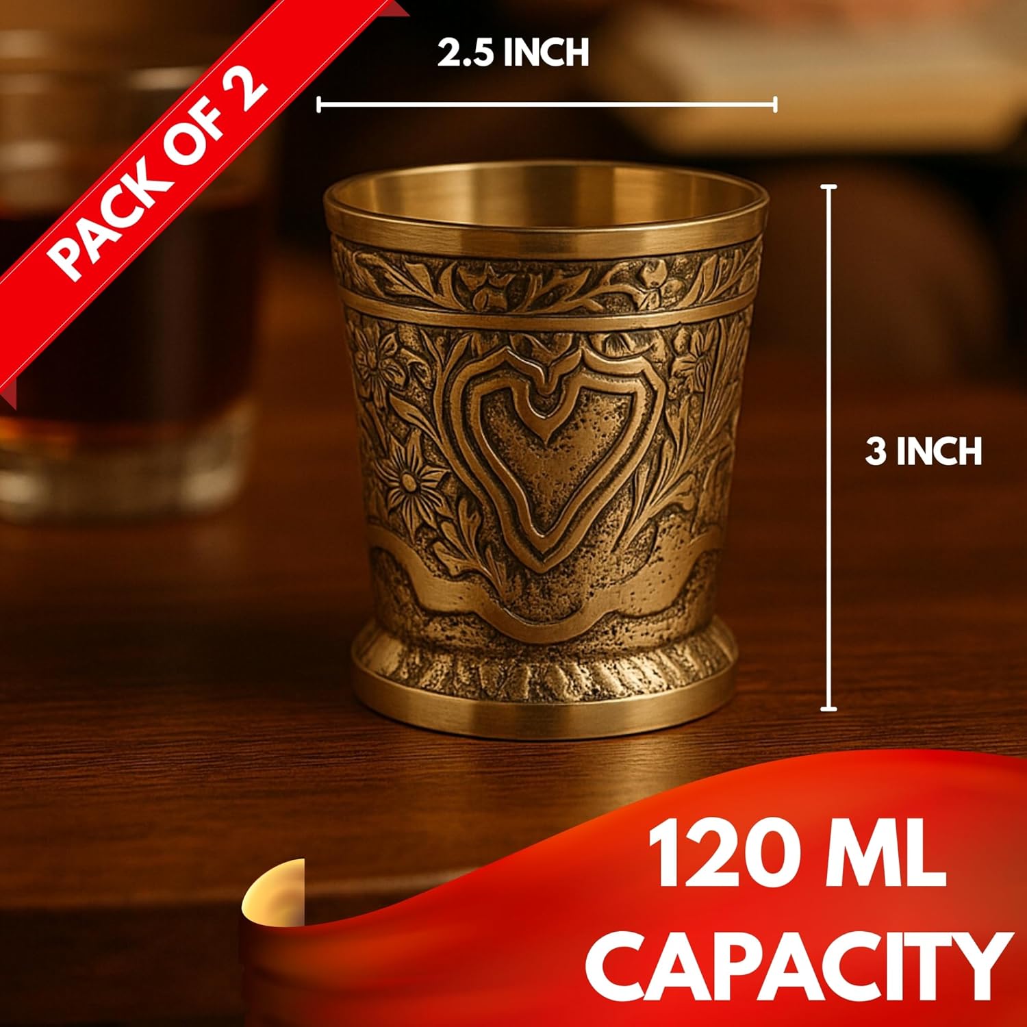 brass shot glass set 2