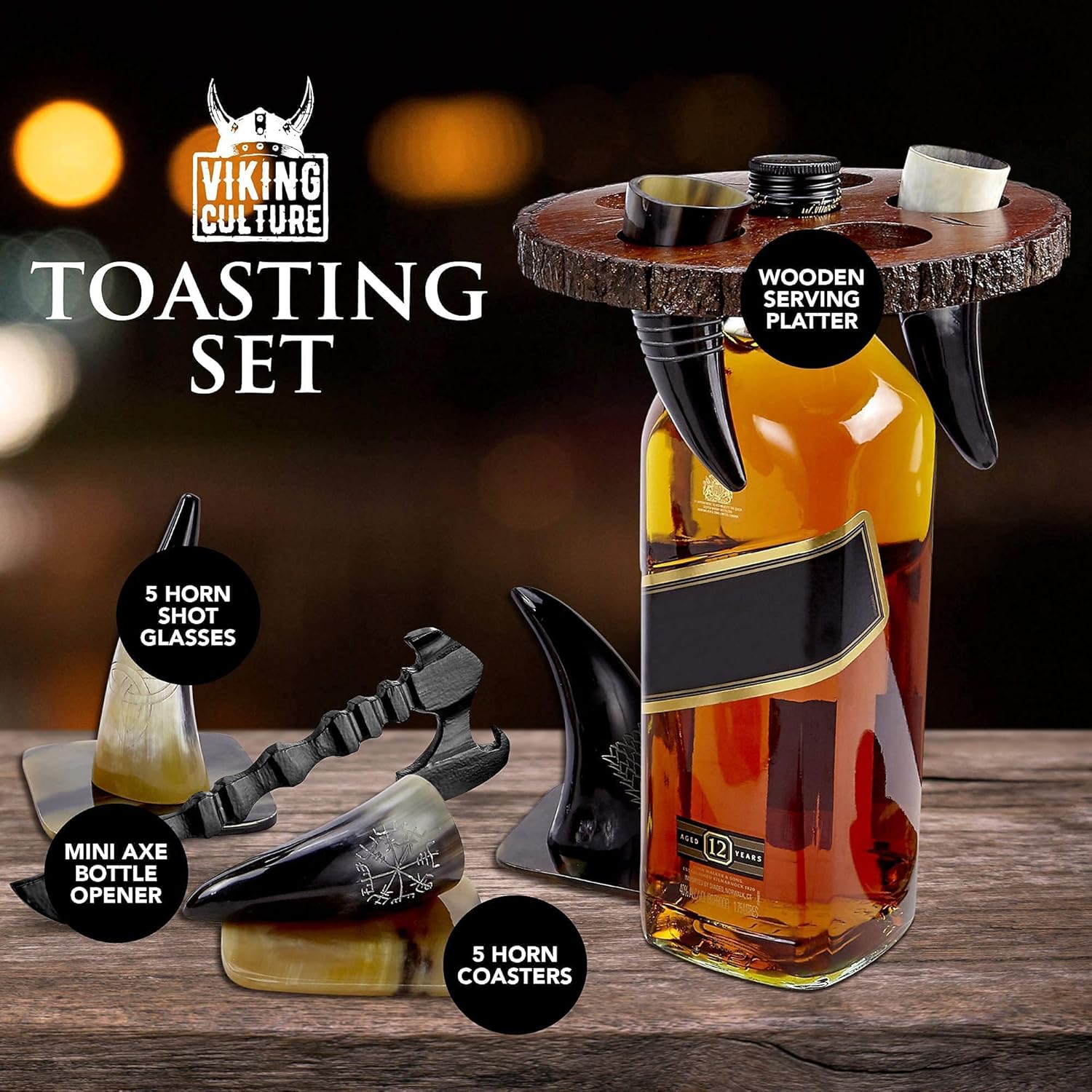 viking horn shot glass set 2